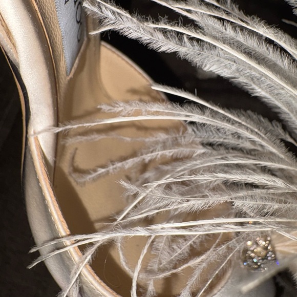 Jimmy Choo Ivory Satin Feather Crystal Heels – Rare & Sold Out | Size 37.5 - Picture 11 of 16